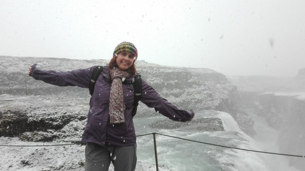 The author standing above Gullfoss in the snow